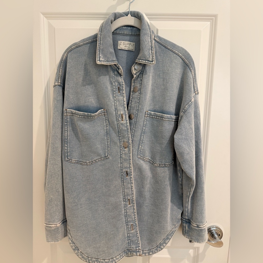 Z Supply All Day Knit Denim Jacket/Shirt, XS